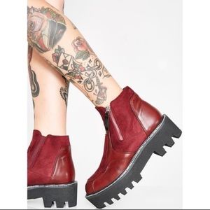 Dolls Kill La Moda Wine Design Chunky Ankle Boot 6